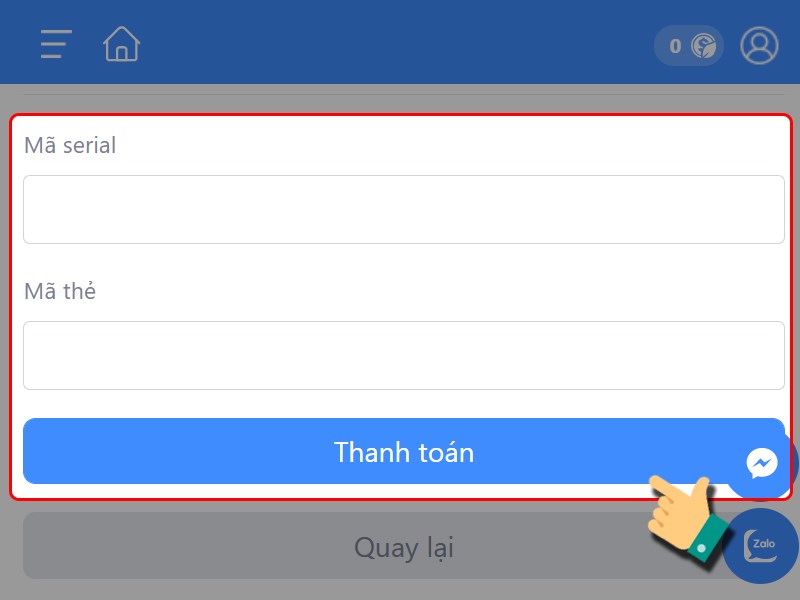 Nhập thông tin thẻ để thanh toán