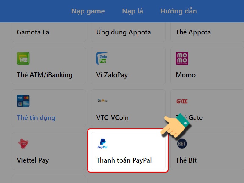 Chọn PayPal
