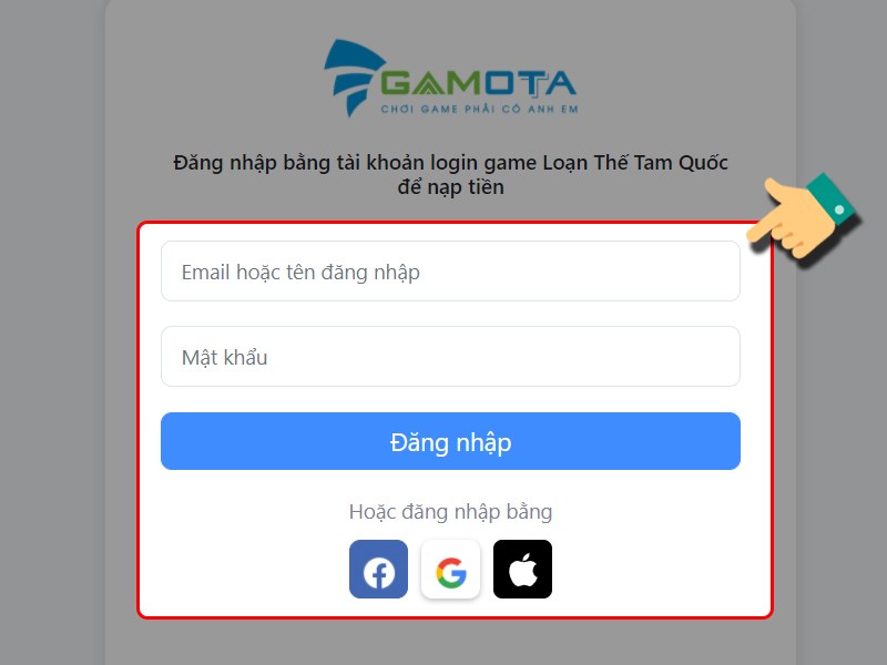 Đăng nhập game của bạn