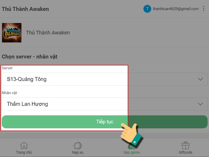 Chọn nhân vật game