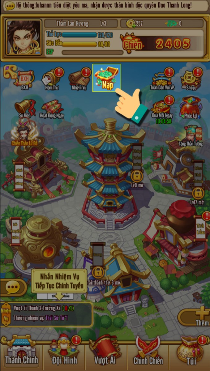 Nhấn Nạp