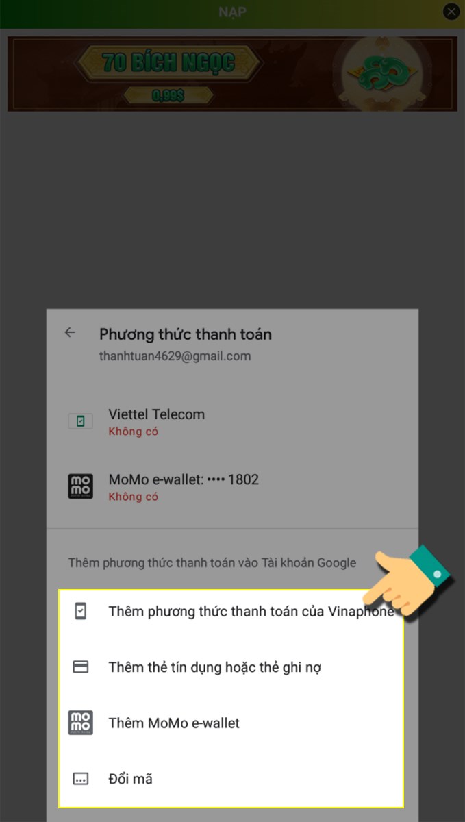 Chọn phương thức thanh toán