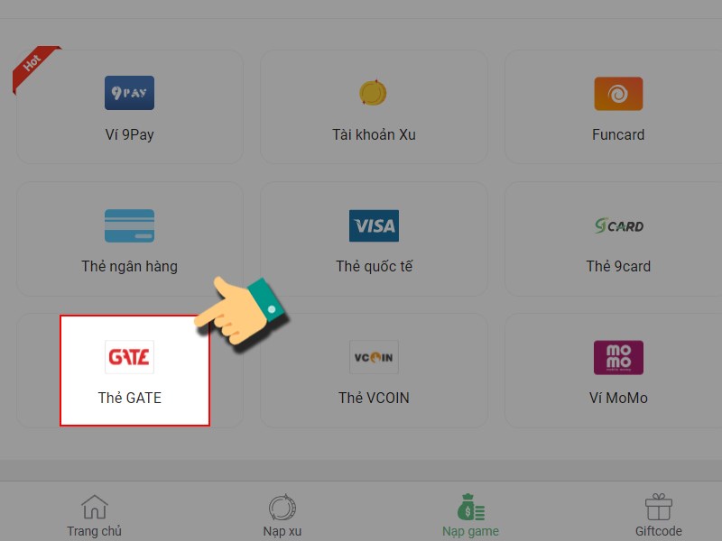 Nạp bằng thẻ game