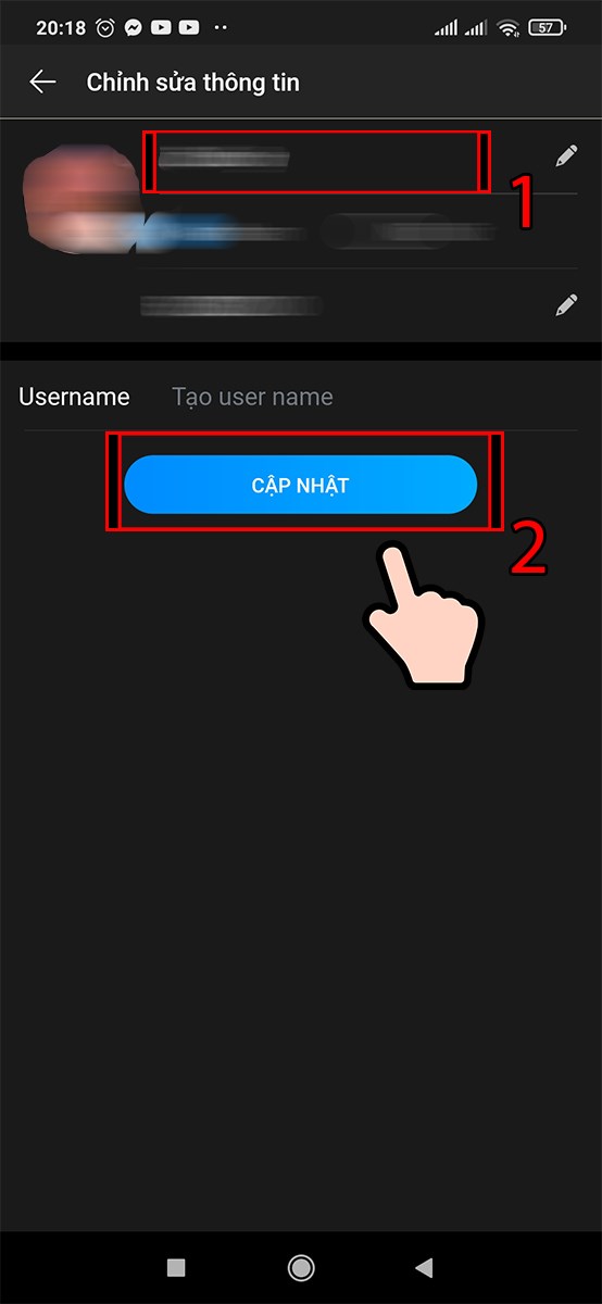 Chỉnh lại t&ecirc;n v&agrave; ấn cập nhật