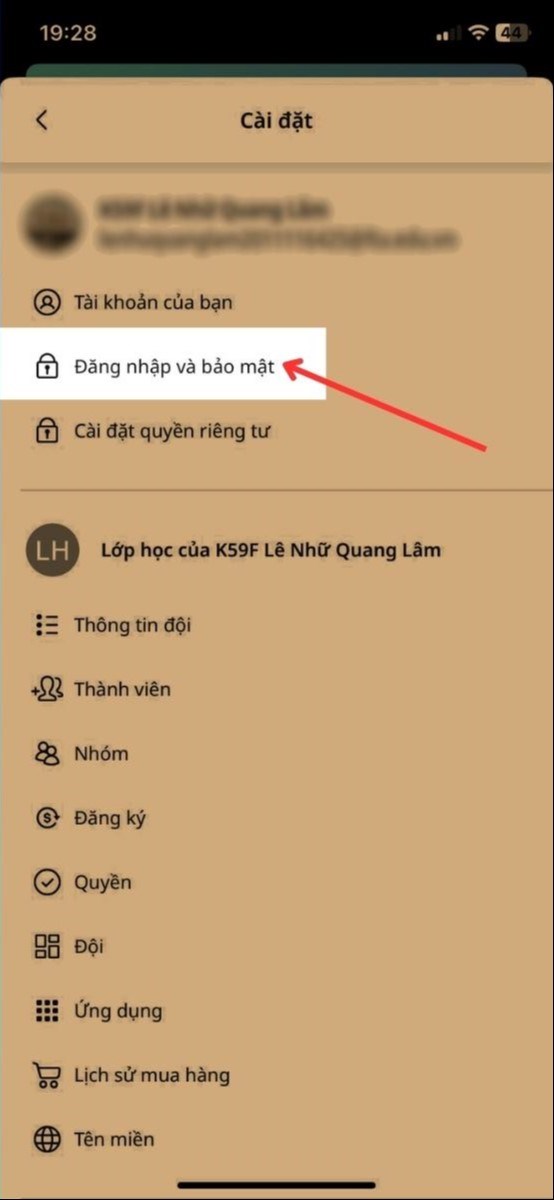Chọn&nbsp;Đăng nhập v&agrave; bảo mật