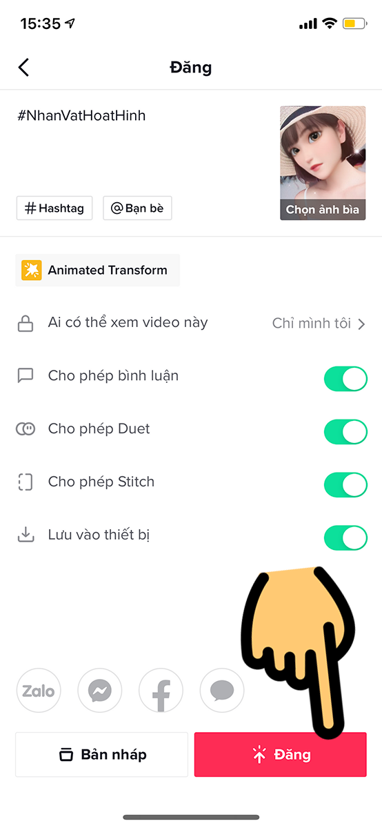 Nhấn nút Đăng để tải video lên TikTok Nhấn nút Đăng để tải video lên TikTok