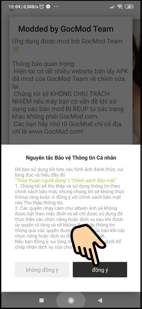 Mở ứng dụng Xingtu Việt Hóa, Chọn Đồng ý