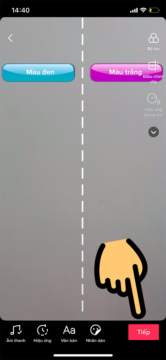 Bạn nhấn mục Tiếp