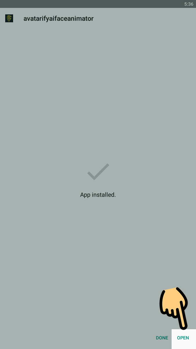 nhấn Open để mở ứng dụng