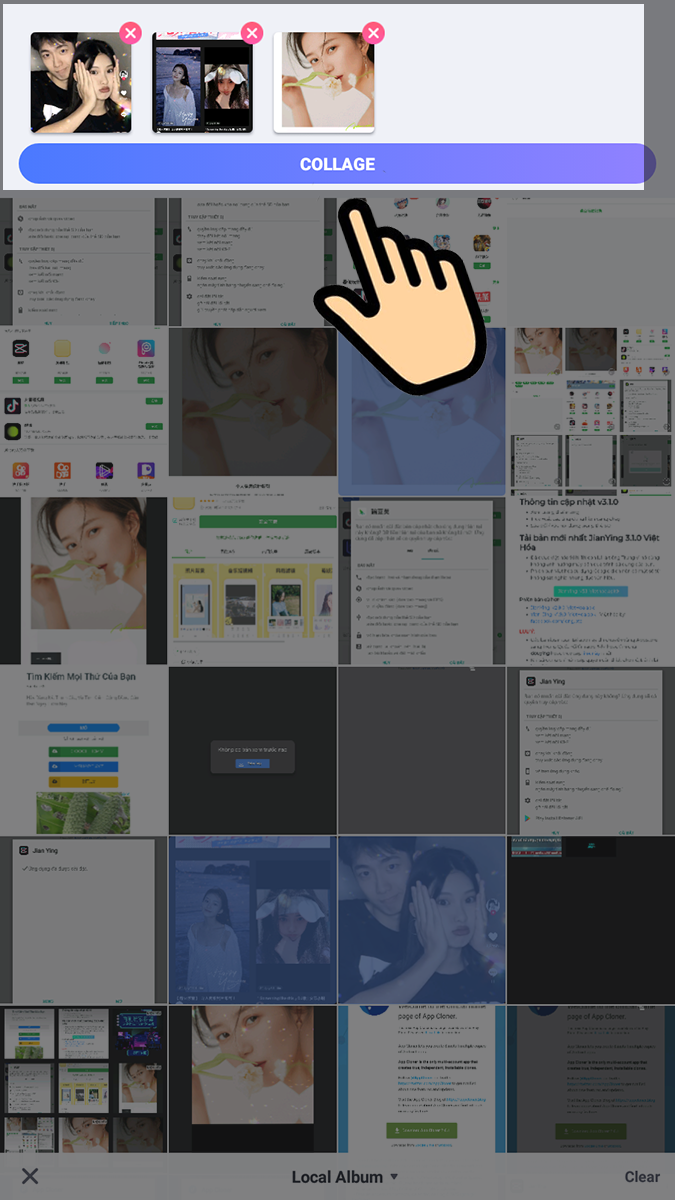 chọn từ 3-4 bức ảnh muốn gh&eacute;p