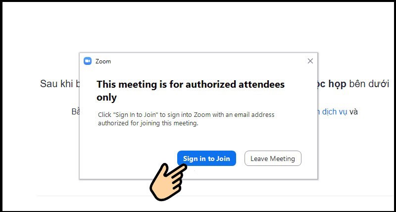 Chọn Sign in to Join để đăng nhập Zoom bắt đầu tham gia