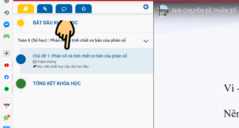 nhấn vào bài học