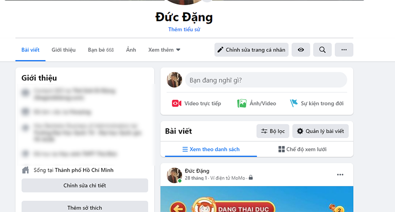 Xem trang Facebook của bạn với tư c&aacute;ch người kh&aacute;c