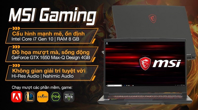 Laptop MSI Gaming GF63 Thin 10SC i7 (813VN)