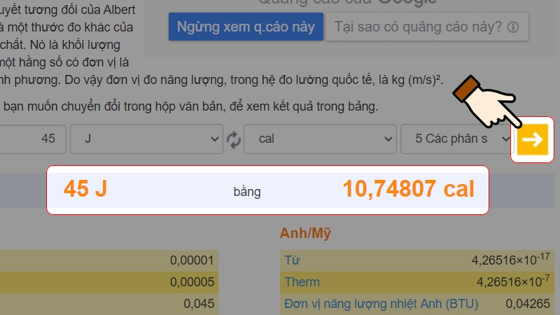 Nhấn chọn dấu mũi tên để chuyển đổi
