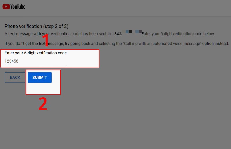Nhập mã xác nhận và nhấn Submit Nhập mã xác nhận và nhấn Submit