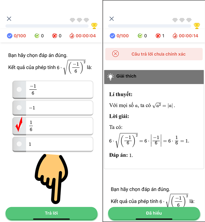 kết quả sẽ hiện ra kèm lời giải