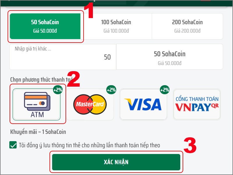 Chọn gói nạp và loại thẻ Chọn gói nạp và loại thẻ