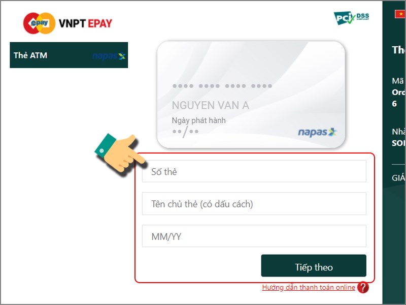Điền thông tin thẻ để thanh toán Điền thông tin thẻ để thanh toán
