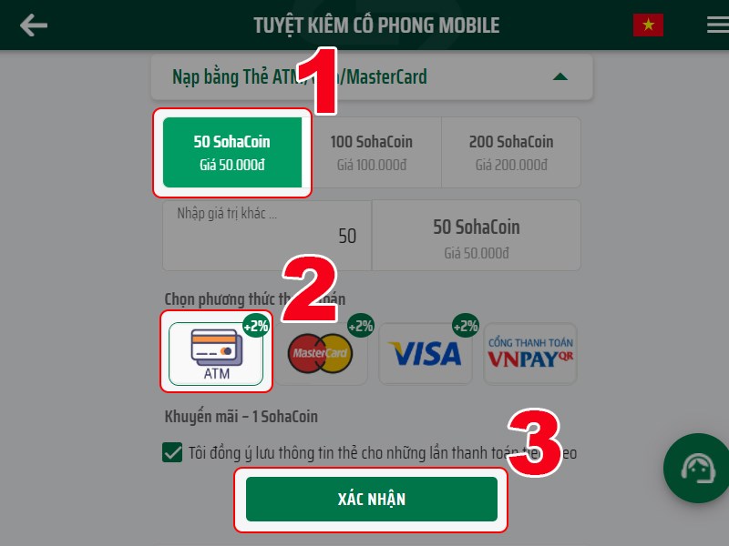 Chọn gói, chọn loại thẻ Chọn gói, chọn loại thẻ