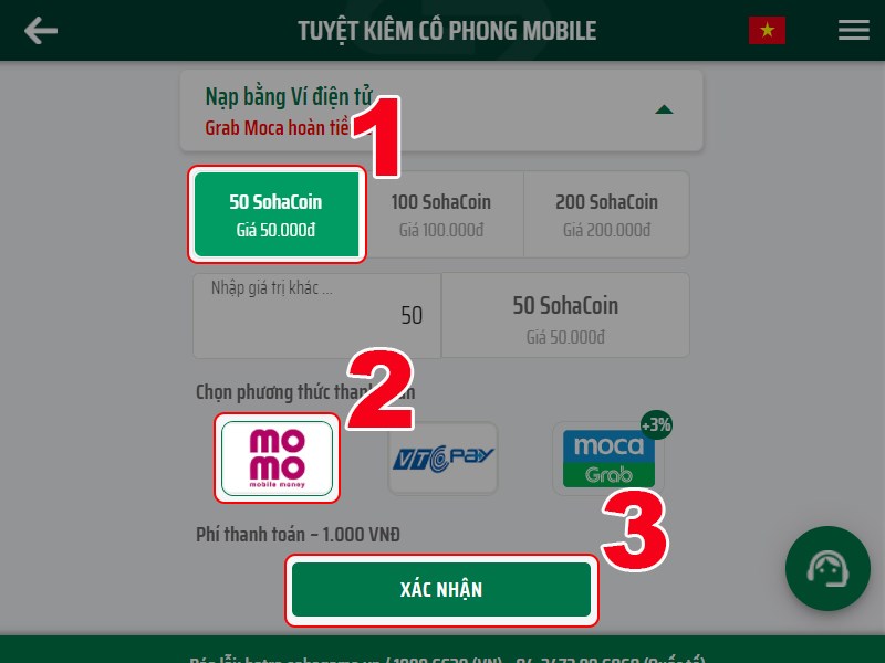 Chọn gói mua, chọn loại ví Chọn gói mua, chọn loại ví