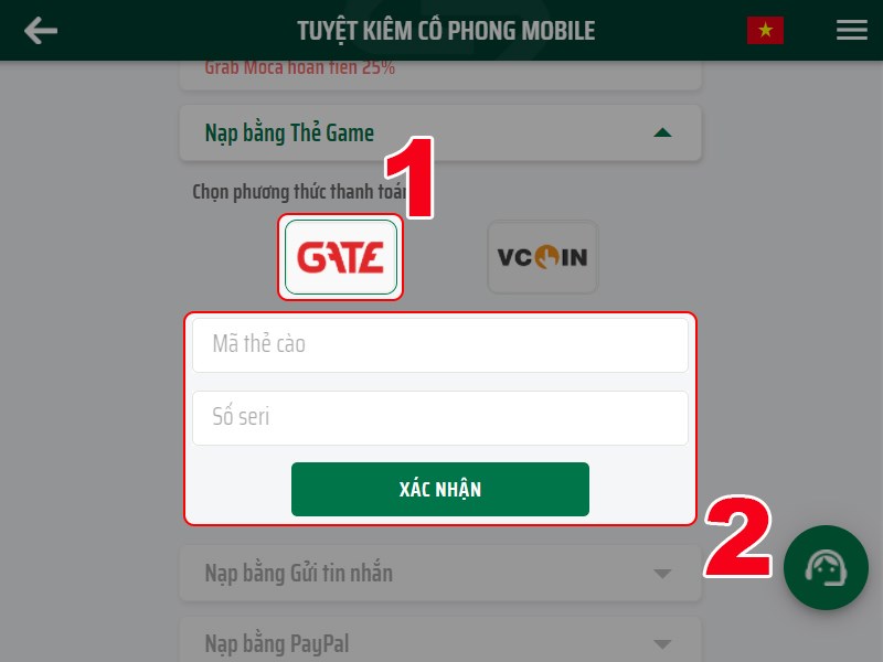 Chọn loại thẻ và thanh toán Chọn loại thẻ và thanh toán