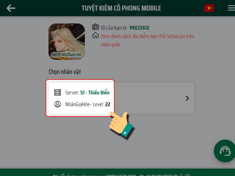 Chọn nhân vật nạp Chọn nhân vật nạp