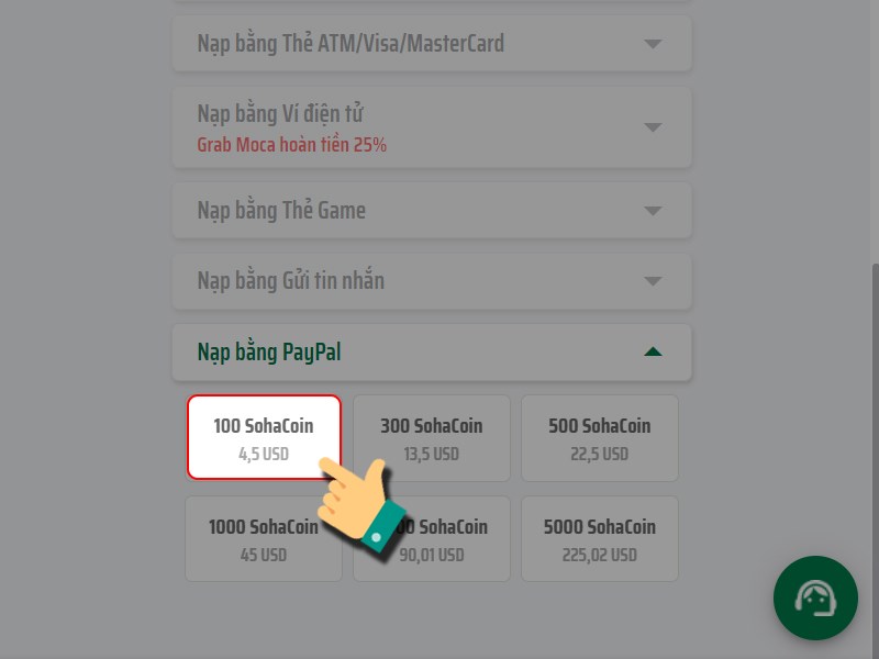 Chọn gói nạp Chọn gói nạp
