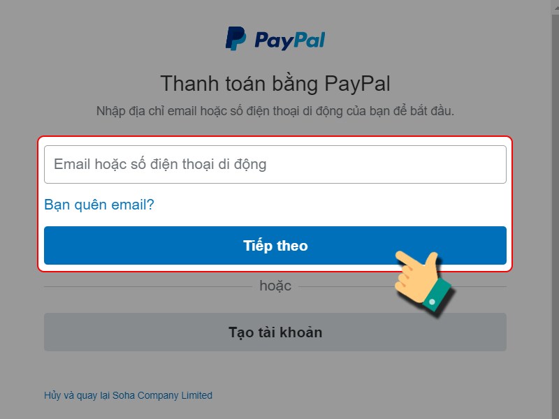 Điền thông tin tài khoản thanh toán Điền thông tin tài khoản thanh toán