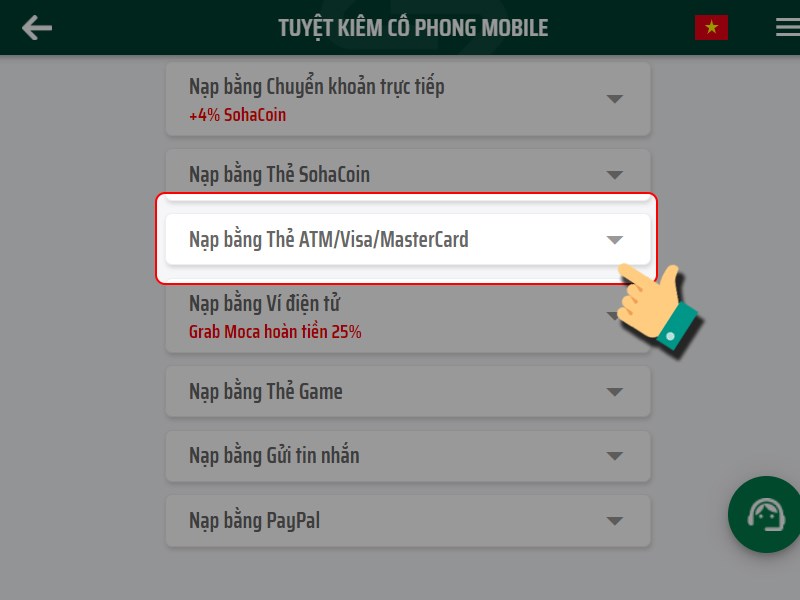 Nạp bằng thẻ ATM/ Visa/ MasterCard/ VNPAY Nạp bằng thẻ ATM/ Visa/ MasterCard/ VNPAY