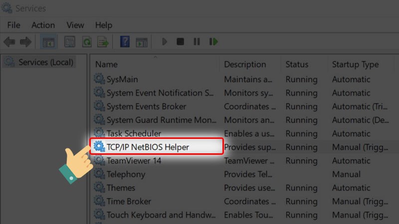 Tìm danh mục TCP/IP NetBIOS Helper