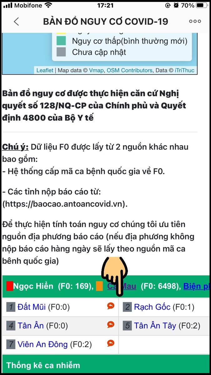 Xem được số ca nhiễm Covid-19 của các xã