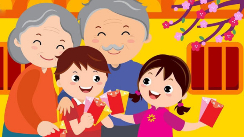 Cháu chúc tết ông bà