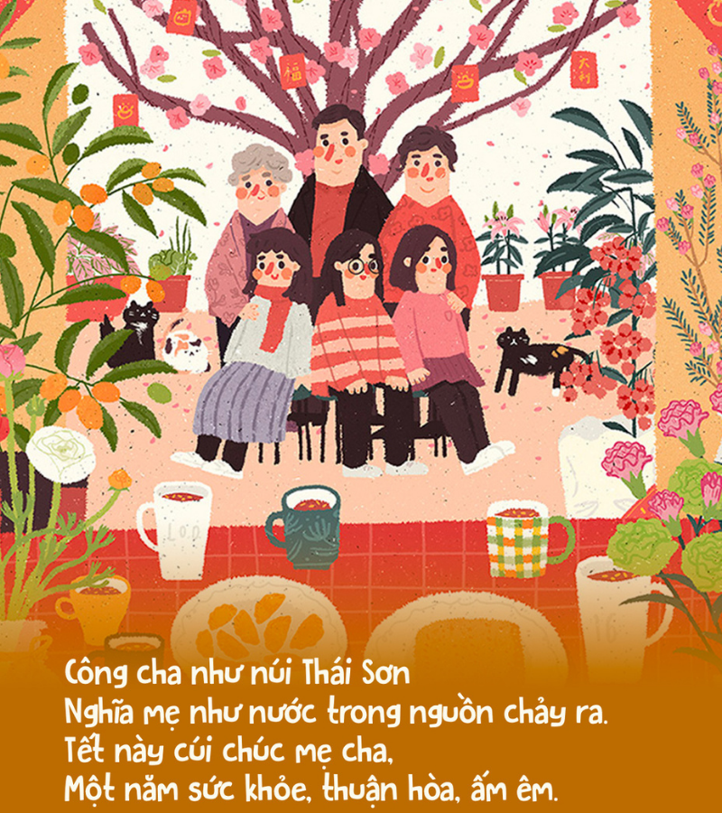 Con chúc tết ba mẹ