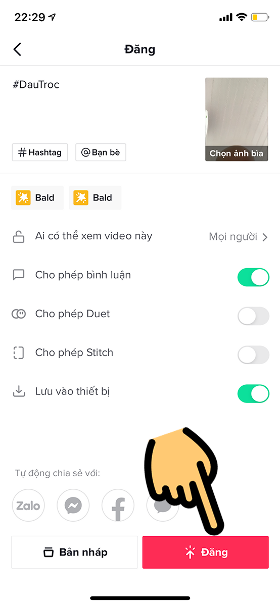 tải l&ecirc;n Tiktok