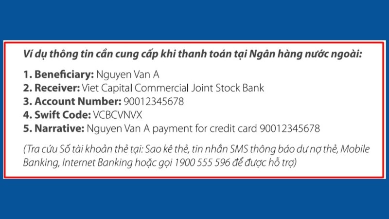 Th&ocirc;ng tin khi thanh to&aacute;n tại Ng&acirc;n h&agrave;ng nước ngo&agrave;i
