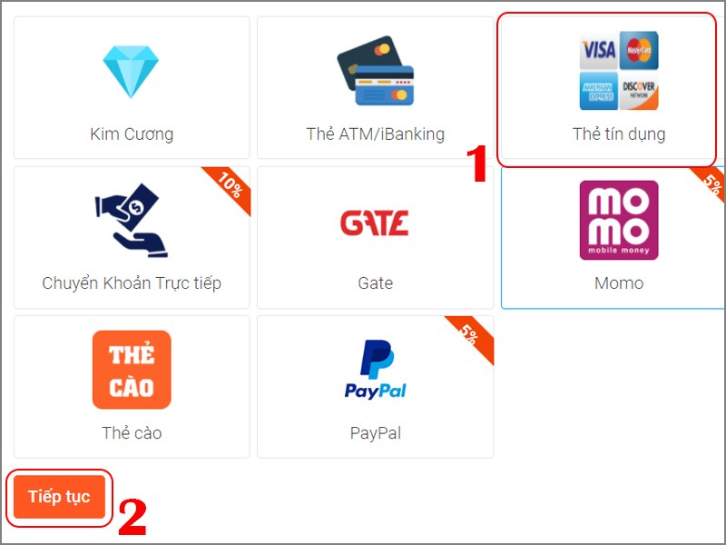 Chọn thẻ t&iacute;n dụng