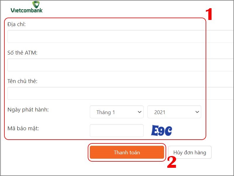Nhập th&ocirc;ng tin thẻ ATM của bạn