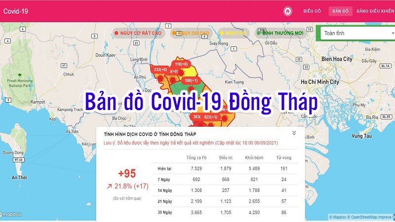 Cách xem bản đồ Covid-19 Đồng Tháp vùng xanh vùng đỏ mới nhất