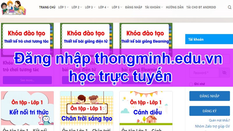 Hướng dẫn đăng nhập thongminh.edu.vn học trực tuyến cho học sinh