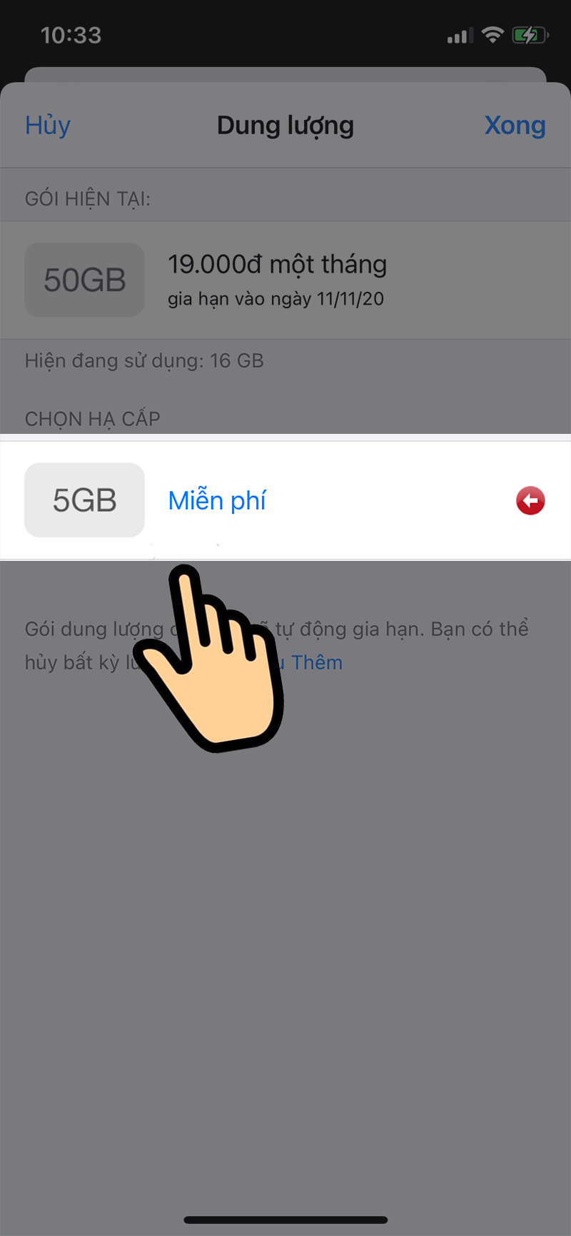 Chọn g&oacute;i 5GB miễn ph&iacute;