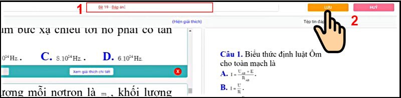 Tạo tiêu đề cho đề thi và nhấn Lưu