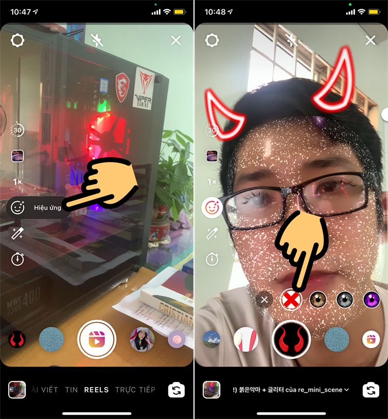 Để quay video với filter