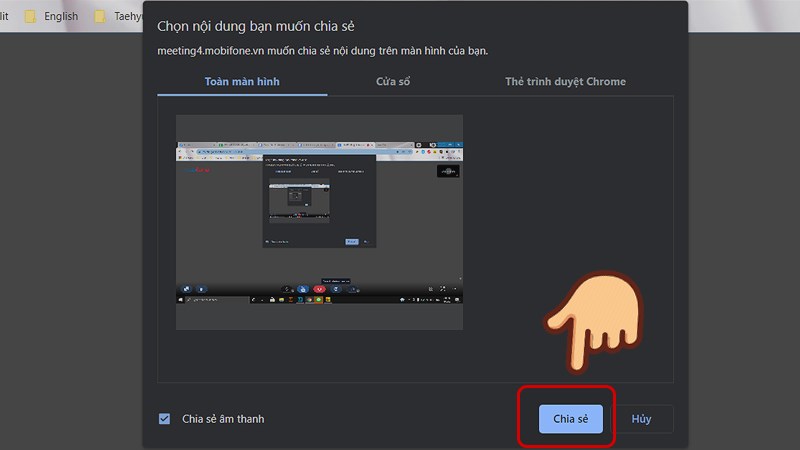 Chọn Chia sẻ để chia sẻ m&agrave;n h&igrave;nh