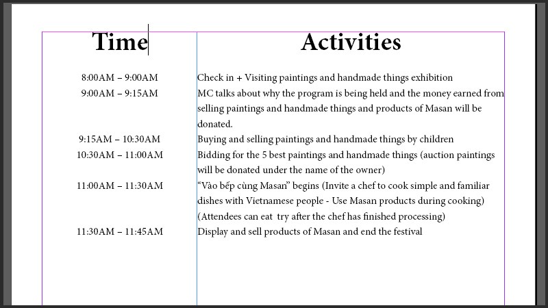 Chỉnh định dạng, vị tr&iacute; c&aacute;c dữ liệu, k&iacute;ch thước bảng bạn thấy ph&ugrave; hợp