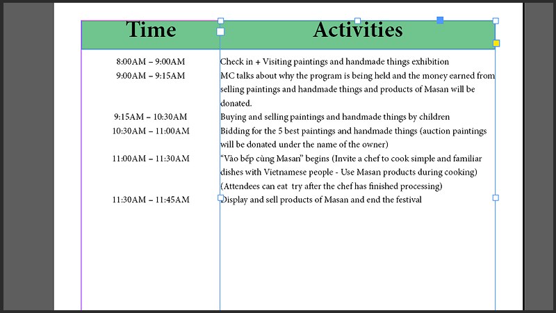 Bảng sau khi t&ocirc; m&agrave;u 1 h&agrave;ng xong