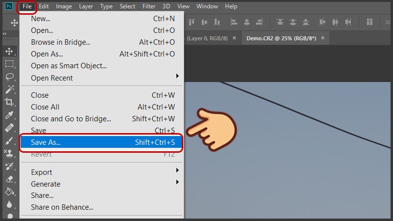 Chọn File v&agrave; chọn Save As&hellip; 