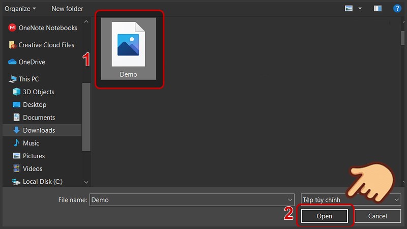 Chọn file RAW cần chuyển v&agrave; chọn Open