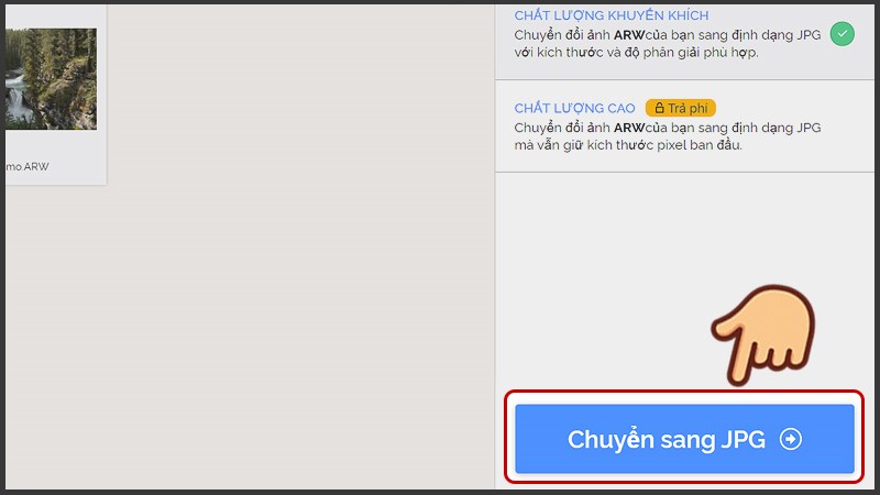 Chọn Chuyển sang JPG