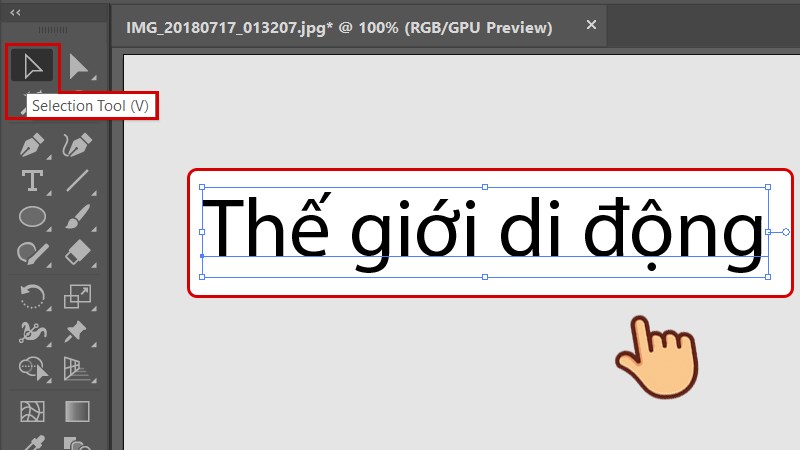 Chọn công cụ Selection Tool và click vào vùng chữ